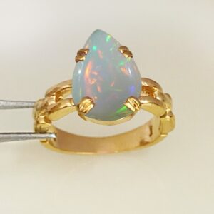 22 Kt  Solid Yellow Gold Natural Fire Opal Engagement Ring Size 6-10