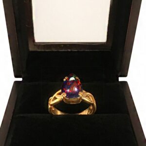 22 Kt   Yellow Gold Natural Black Fire Opal Wedding Ring Size 7-10