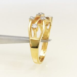 0.21 Ct White Round Cut SI1 Diamonds 18 K Real Solid Yellow Gold Engagement Ring