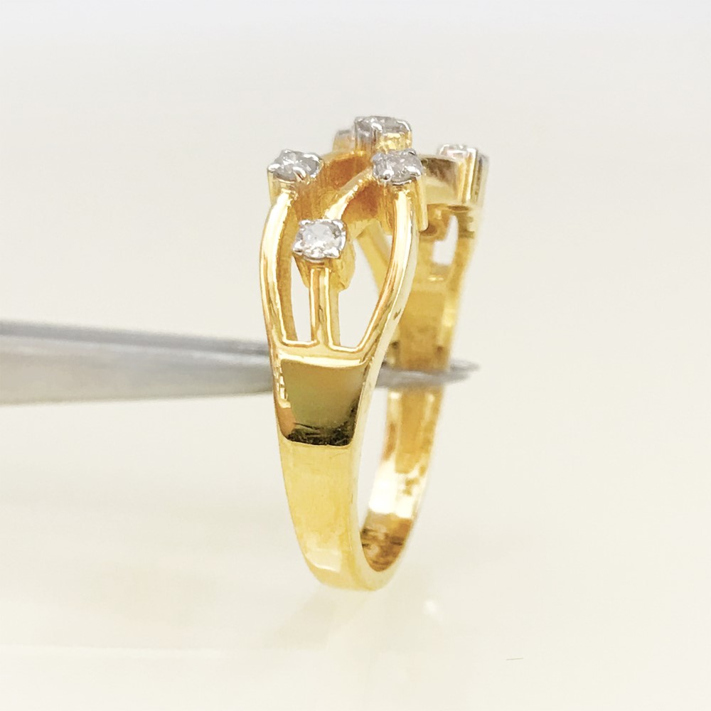 0.21 Ct White Round Cut SI1 Diamonds 18 K Real Solid Yellow Gold Engagement Ring - Image 4