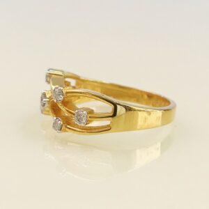 0.21 Ct White Round Cut SI1 Diamonds 18 K Real Solid Yellow Gold Engagement Ring