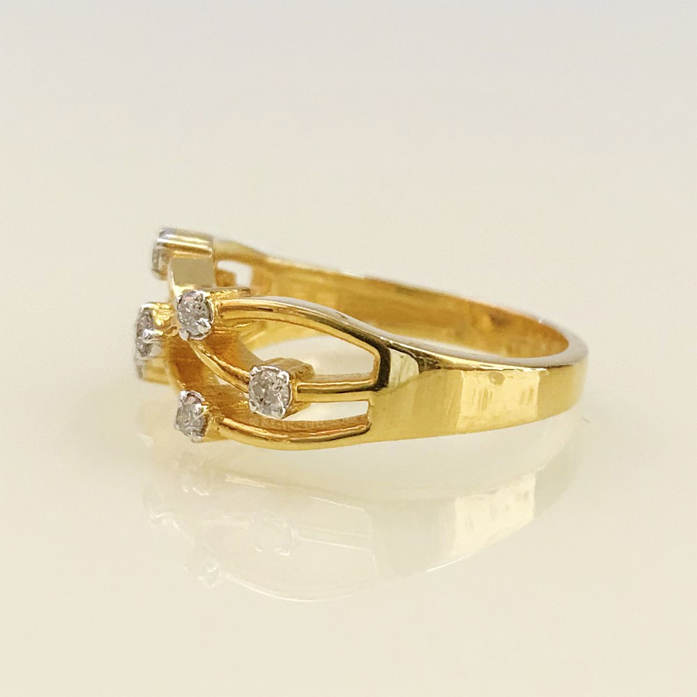 0.21 Ct White Round Cut SI1 Diamonds 18 K Real Solid Yellow Gold Engagement Ring - Image 3