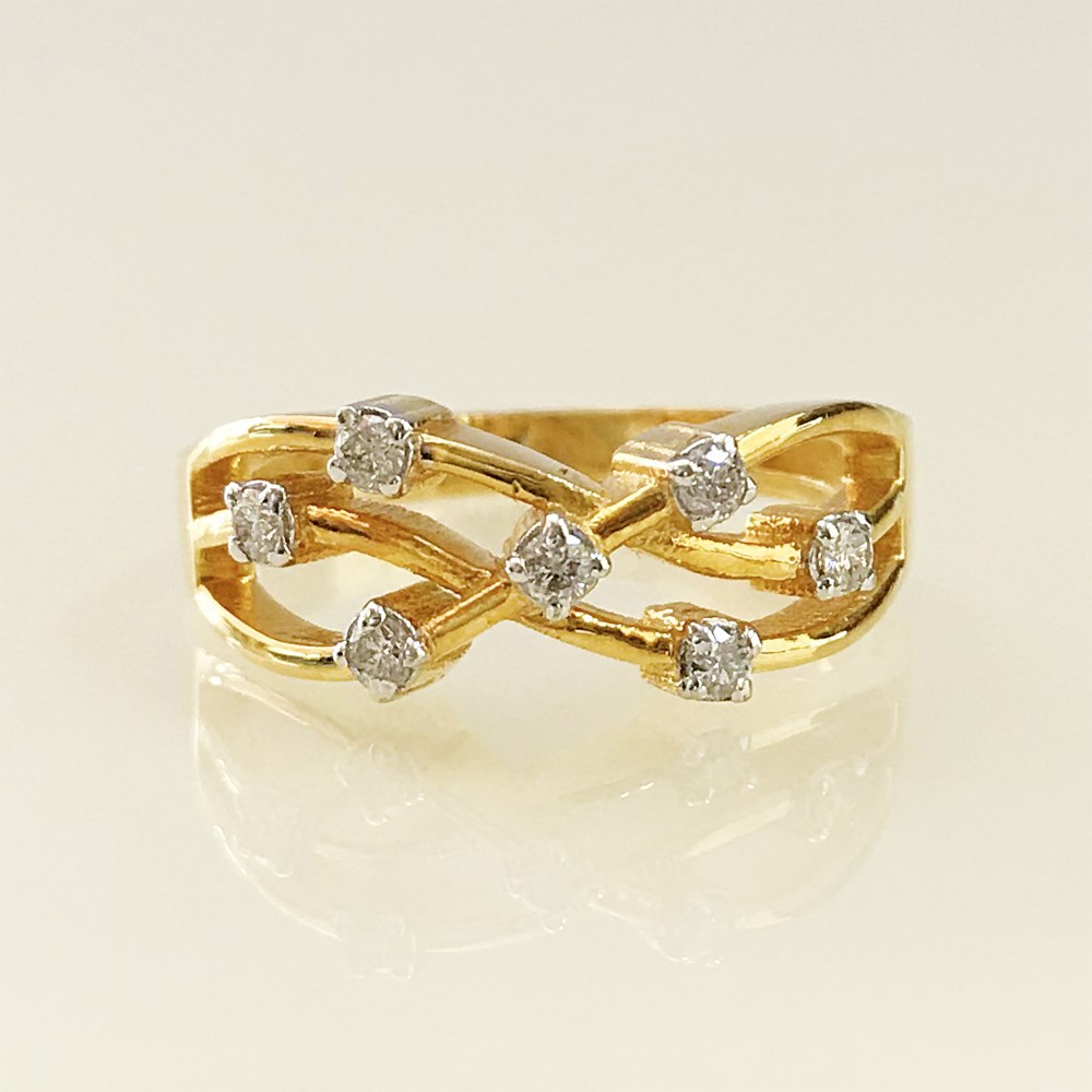0.21 Ct White Round Cut SI1 Diamonds 18 K Real Solid Yellow Gold Engagement Ring - Image 2