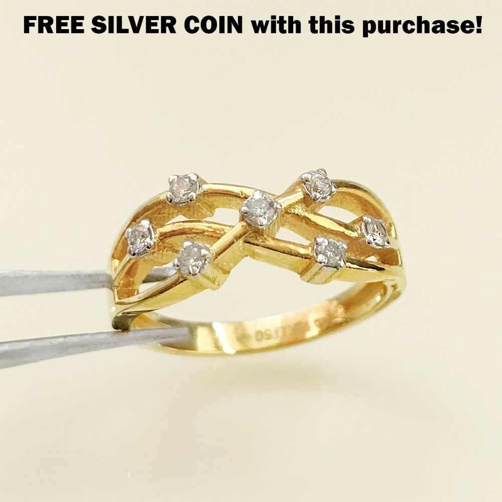 0.21 Ct White Round Cut SI1 Diamonds 18 K Real Solid Yellow Gold Engagement Ring