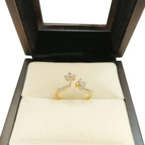 0.48 Ct White Round Cut SI1 Diamonds 18 K Real Solid Yellow Gold Engagement Ring