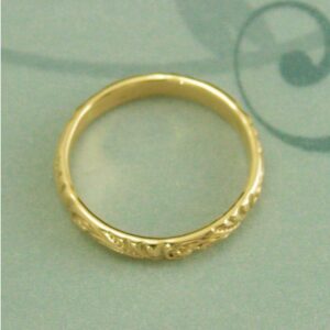 18 Kt   Yellow Gold Wedding Florence Women'S Swirl Patterned Band Ring
