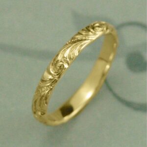 18 Kt   Yellow Gold Wedding Florence Women'S Swirl Patterned Band Ring
