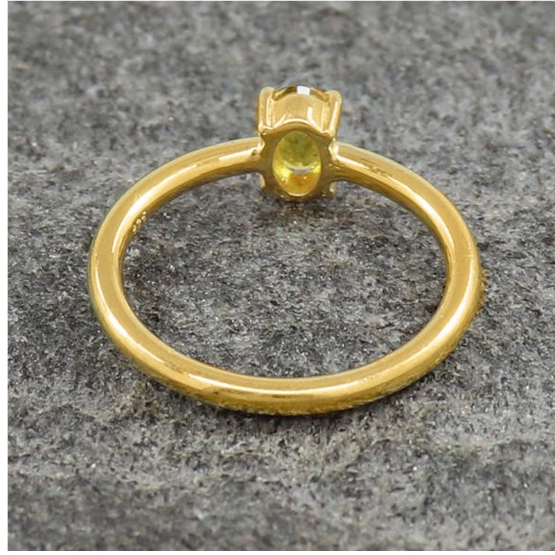 18 Kt Yellow Gold Natural Certified Yellow Sapphire Women'S Ring 5gm - Image 4