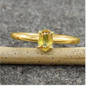 18 Kt   Yellow Gold Natural Certified Yellow Sapphire Women'S Ring 5gm