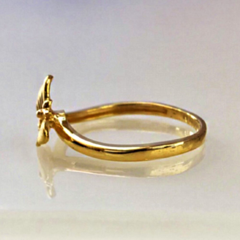 18 Kt Yellow Gold Butterfly Wedding Women's Finger Ring Size 6-9 - Image 5