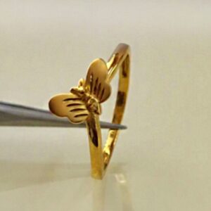 18 Kt   Yellow Gold Butterfly Wedding Women's Finger Ring Size 6-9