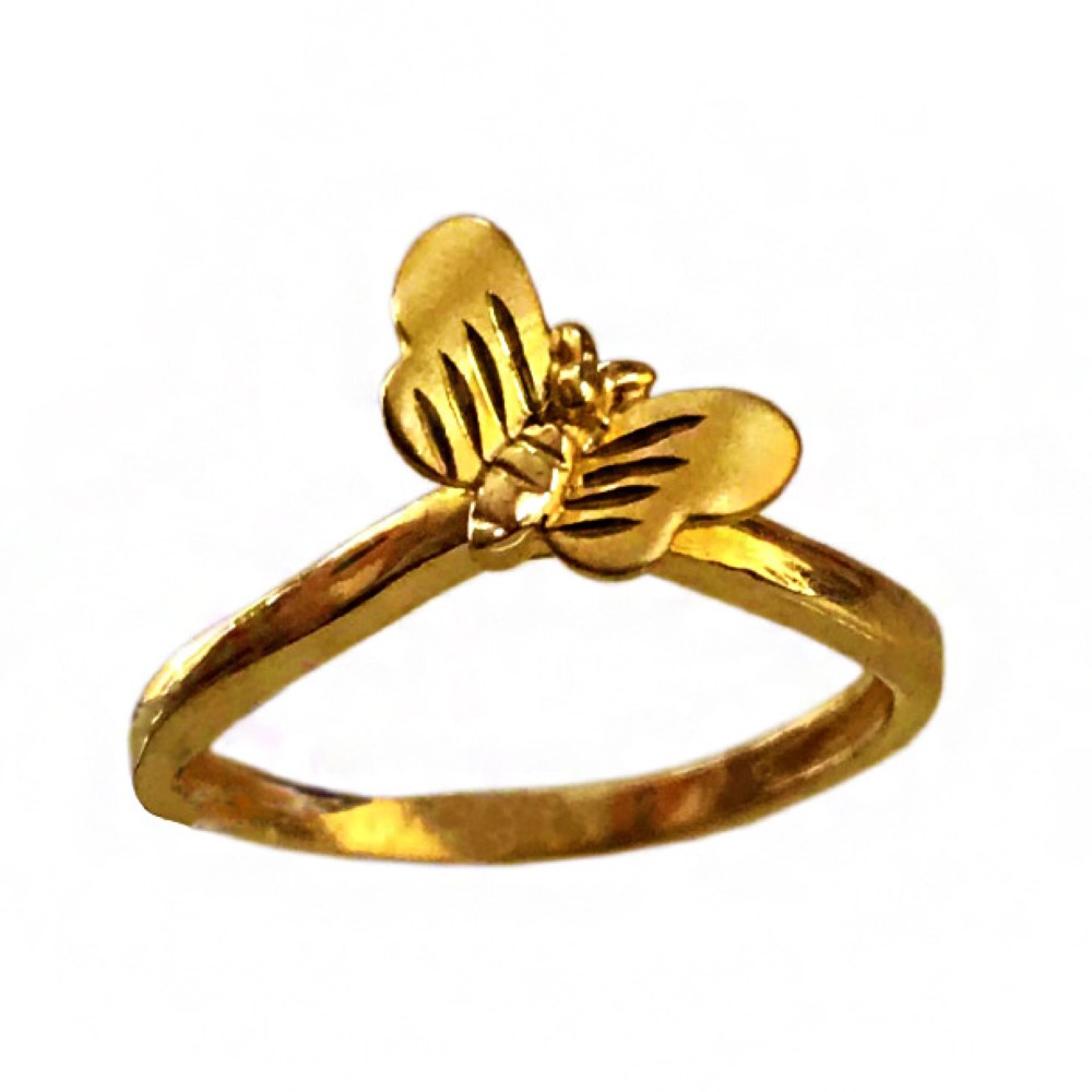 18 Kt   Yellow Gold Butterfly Wedding Women's Finger Ring Size 6-9