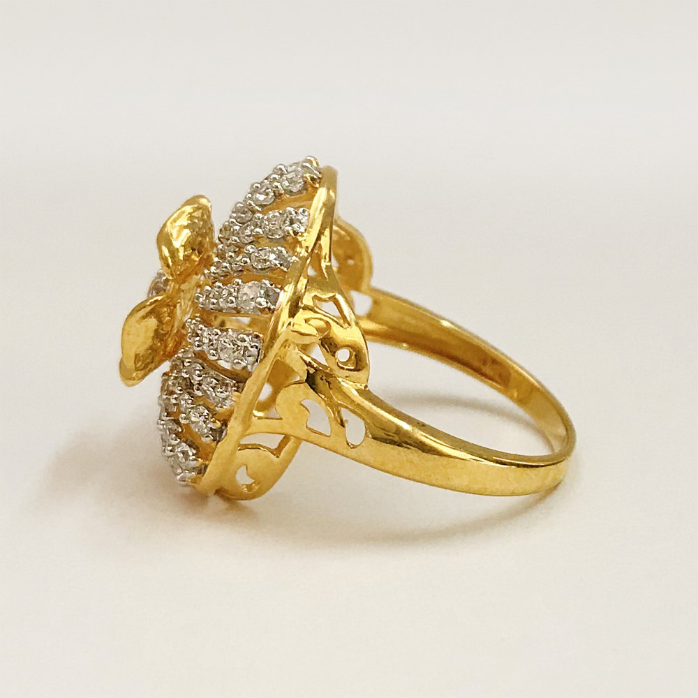 18 Kt Yellow Gold Engagement Finger Ring Cubic Zirconia Size 6-9 - Image 4