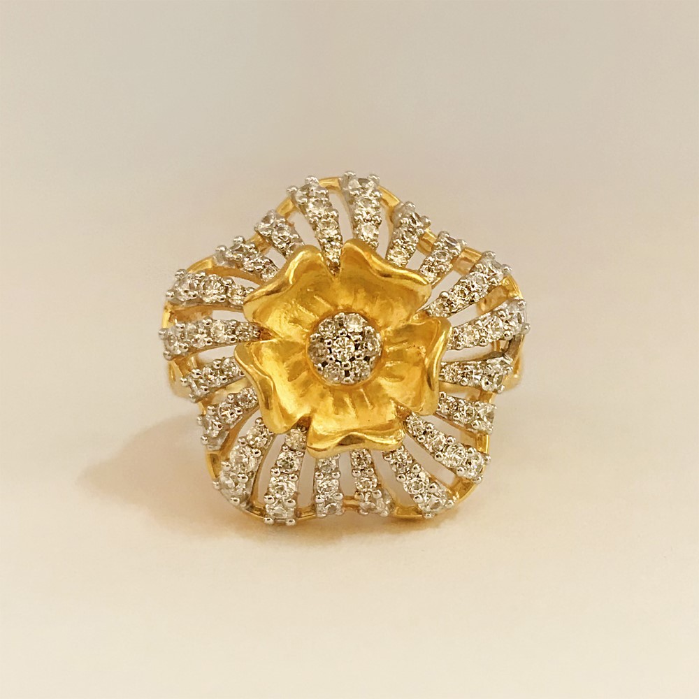 18 Kt Yellow Gold Engagement Finger Ring Cubic Zirconia Size 6-9 - Image 3