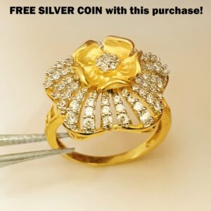 18 Kt   Yellow Gold Engagement Finger Ring Cubic Zirconia Size 6-9