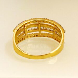 18 Kt Yellow Gold Engagement Band Ring Cubic Zirconia 4.190 g Size 6-9