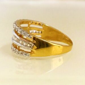 18 Kt Yellow Gold Engagement Band Ring Cubic Zirconia 4.190 g Size 6-9