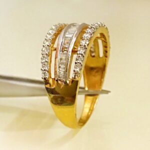 18 Kt Yellow Gold Engagement Band Ring Cubic Zirconia 4.190 g Size 6-9