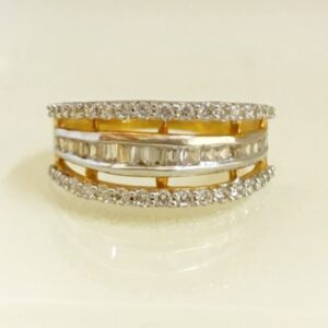 18 Kt Yellow Gold Engagement Band Ring Cubic Zirconia 4.190 g Size 6-9