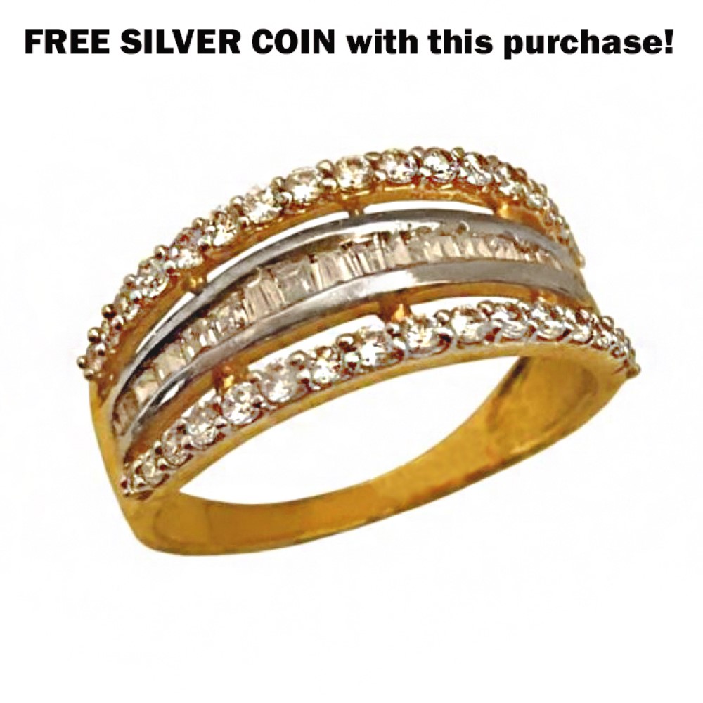 18 Kt Yellow Gold Engagement Band Ring Cubic Zirconia 4.190 g Size 6-9