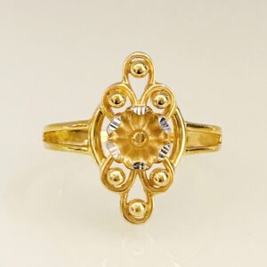 18 Kt   Yellow Gold Engagement Women's Finger Ring 3.470 g Size 6-9