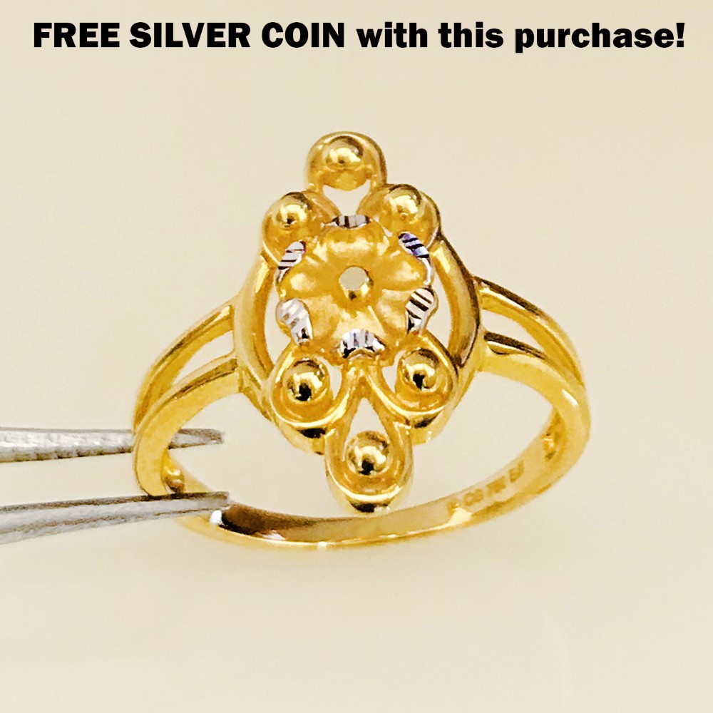 18 Kt   Yellow Gold Engagement Women's Finger Ring 3.470 g Size 6-9