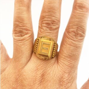 GOLD Initial Letter E Custom Men's Ring 18 Kt Yellow Gold  All Sizes