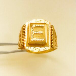 GOLD Initial Letter E Custom Men's Ring 18 Kt Yellow Gold  All Sizes