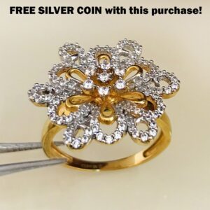 22 Kt Yellow Gold CZ Engagement Women'S Finger Ring 7.250 Gms Size 6-9