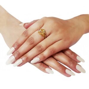 18 Kt Real Solid Yellow Gold Engagement Wedding Women'S Ring Size 6-10