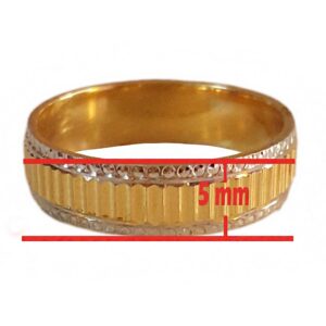 18 Kt   Yellow Gold Engagement Ring Wide 5 MM Wedding Band Size 7.5