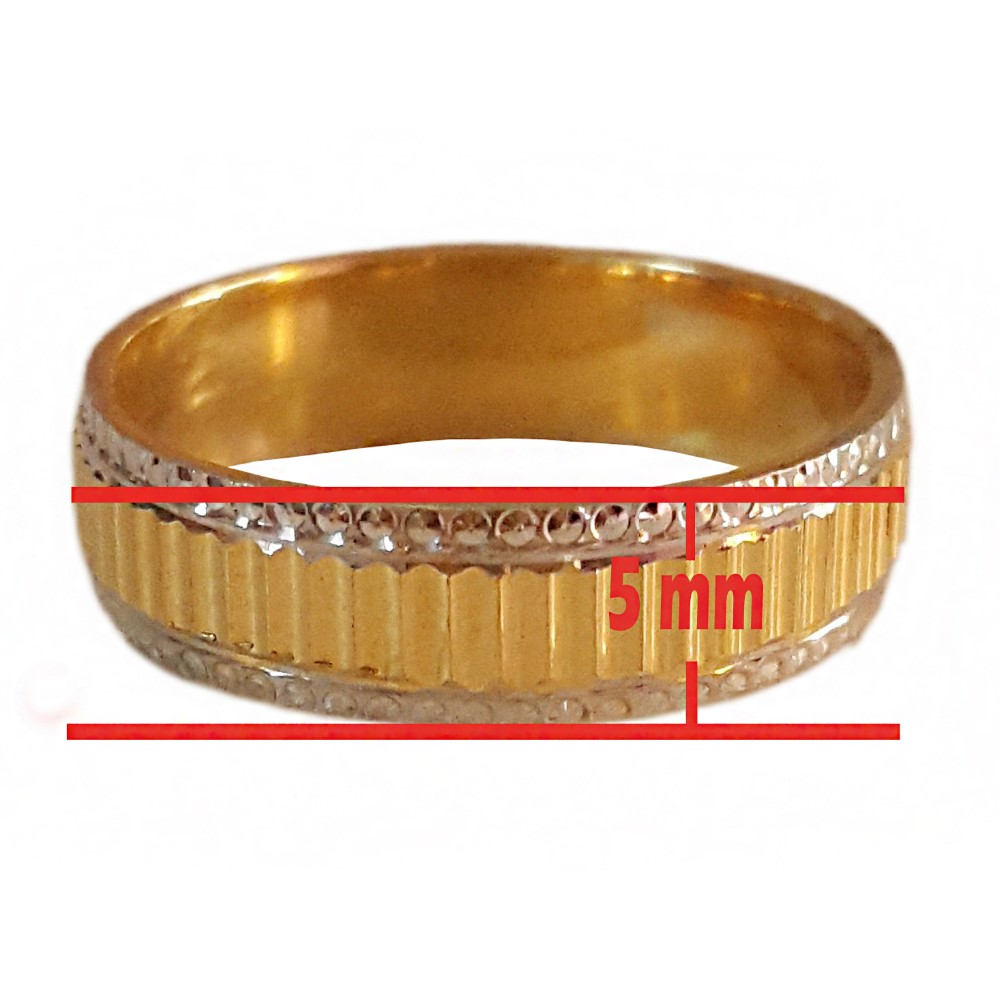 18 Kt Yellow Gold Engagement Ring Wide 5 MM Wedding Band Size 7.5 - Image 3