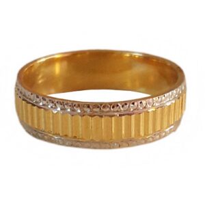 18 Kt   Yellow Gold Engagement Ring Wide 5 MM Wedding Band Size 7.5