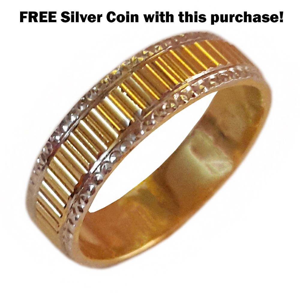 18 Kt   Yellow Gold Engagement Ring Wide 5 MM Wedding Band Size 7.5