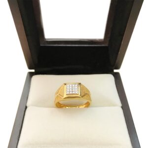 18 Kt  Solid Yellow Gold Engagement Wedding Men's Ring CZ Size 7-11