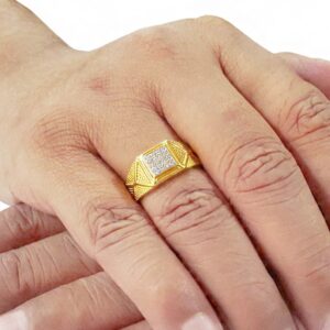 18 Kt  Solid Yellow Gold Engagement Wedding Men's Ring CZ Size 7-11