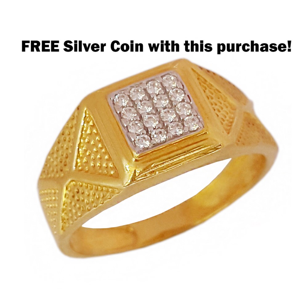 18 Kt  Solid Yellow Gold Engagement Wedding Men's Ring CZ Size 7-11