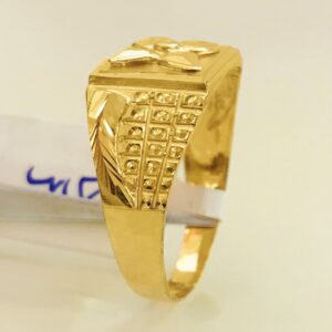 18 Kt Stamped Fine   Yellow Gold Signet Stacked Men'S Ring Size 9-11