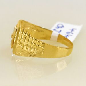 18 Kt Stamped Fine   Yellow Gold Signet Stacked Men'S Ring Size 9-11