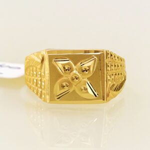 18 Kt Stamped Fine   Yellow Gold Signet Stacked Men'S Ring Size 9-11