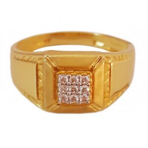 Fine Jewelry 18 Kt   Yellow Gold CZ Engagement Men's Ring Size 7-10