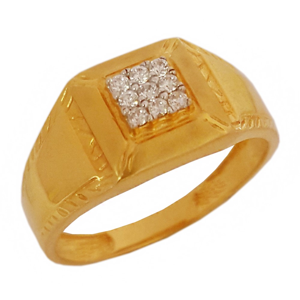 Fine Jewelry 18 Kt   Yellow Gold CZ Engagement Men's Ring Size 7-10
