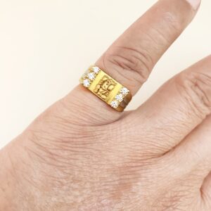 18 Kt  Yellow Gold Ganesh Ji Engagement Wedding Men's Ring Size 7-11