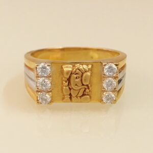 18 Kt  Yellow Gold Ganesh Ji Engagement Wedding Men's Ring Size 7-11