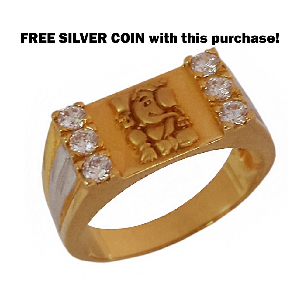 18 Kt  Yellow Gold Ganesh Ji Engagement Wedding Men's Ring Size 7-11