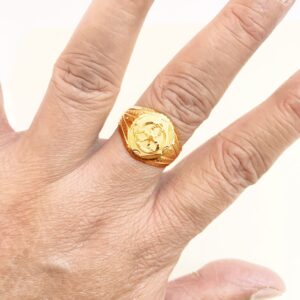18 Kt Stamped Fine Real Solid Yellow Gold Signet Men'S Ring Size 7-12
