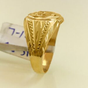 18 Kt Stamped Fine Real Solid Yellow Gold Signet Men'S Ring Size 7-12