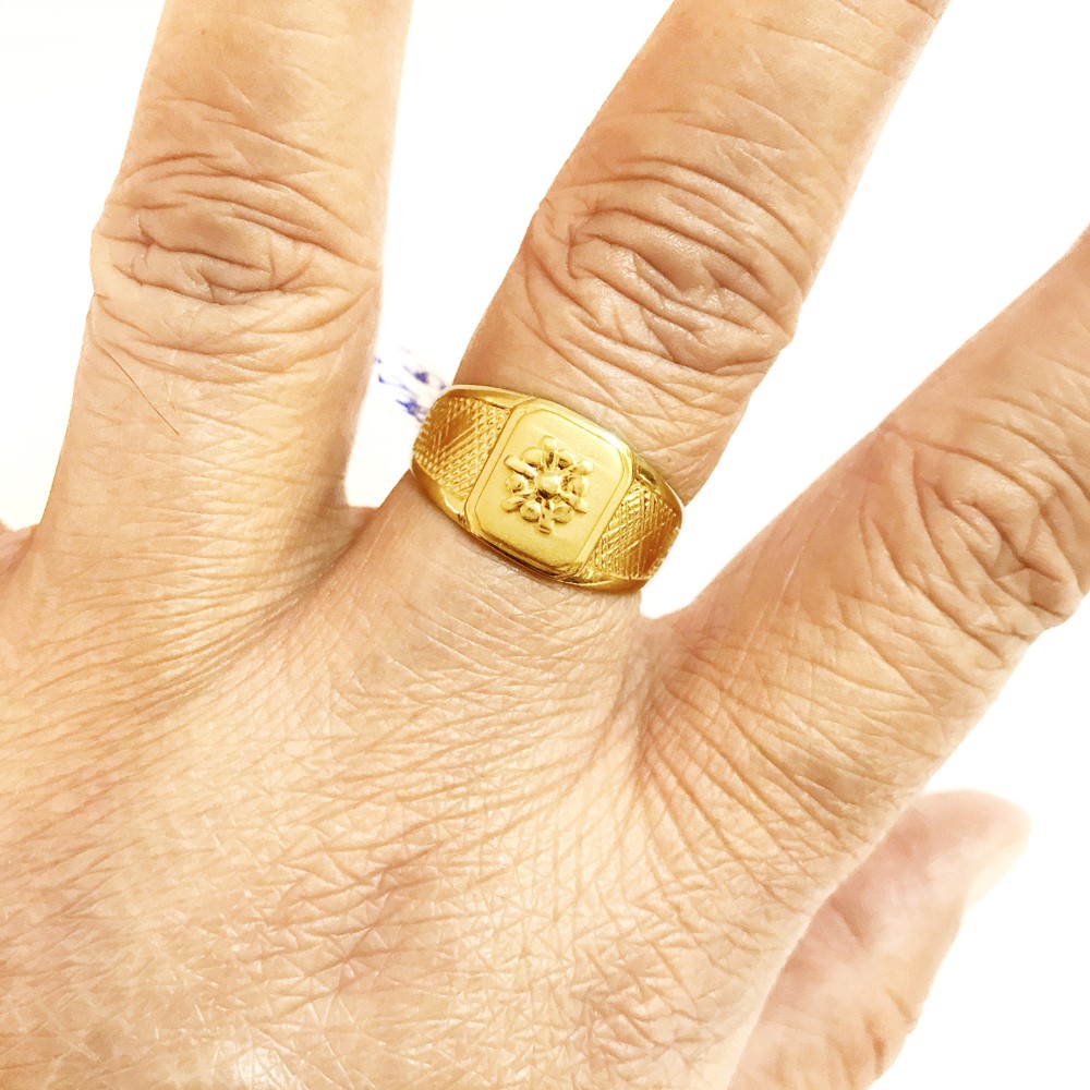 18 Kt Stamped Fine Yellow Gold Signet Nautical Men'S Ring Size 8-10 - Image 5
