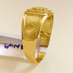 18 Kt Stamped Fine   Yellow Gold Signet Nautical Men'S Ring Size 8-10