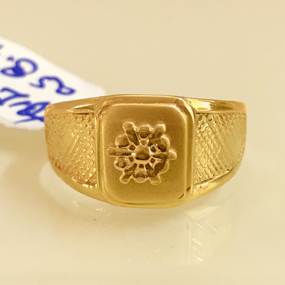 18 Kt Stamped Fine Yellow Gold Signet Nautical Men'S Ring Size 8-10 - Image 2